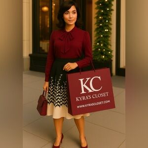 White House Black Market Black and White A-Line Skirt Sz 16W Plus Size